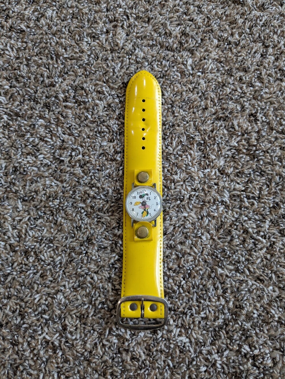 Vintage Disney Minnie Mouse Watch Wide Band Yellow
